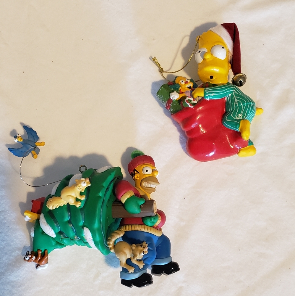 Bart And Homer Simpson Christmas Ornaments